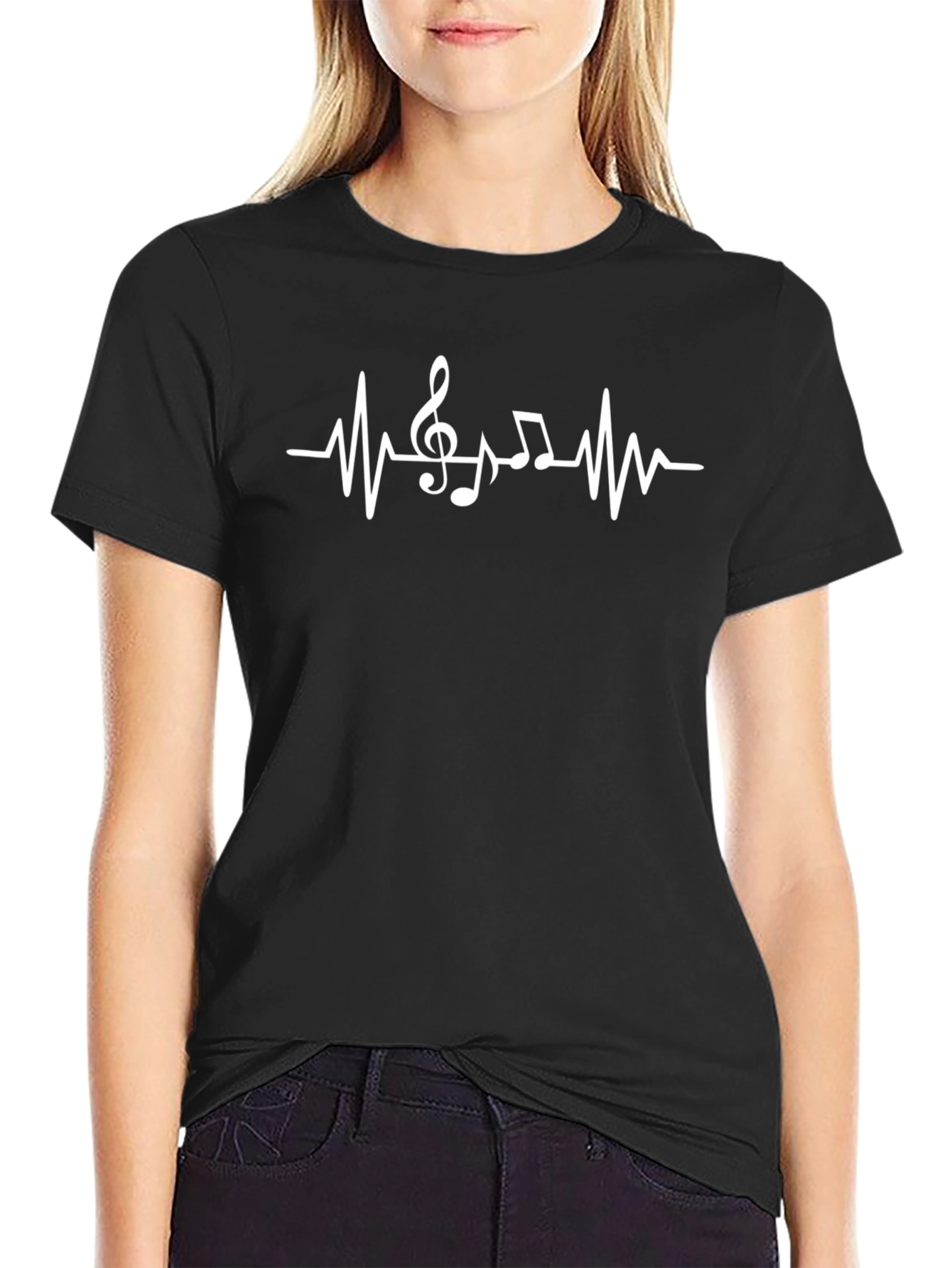 Musical Heartbeat T-Shirt - Black Cotton Tee