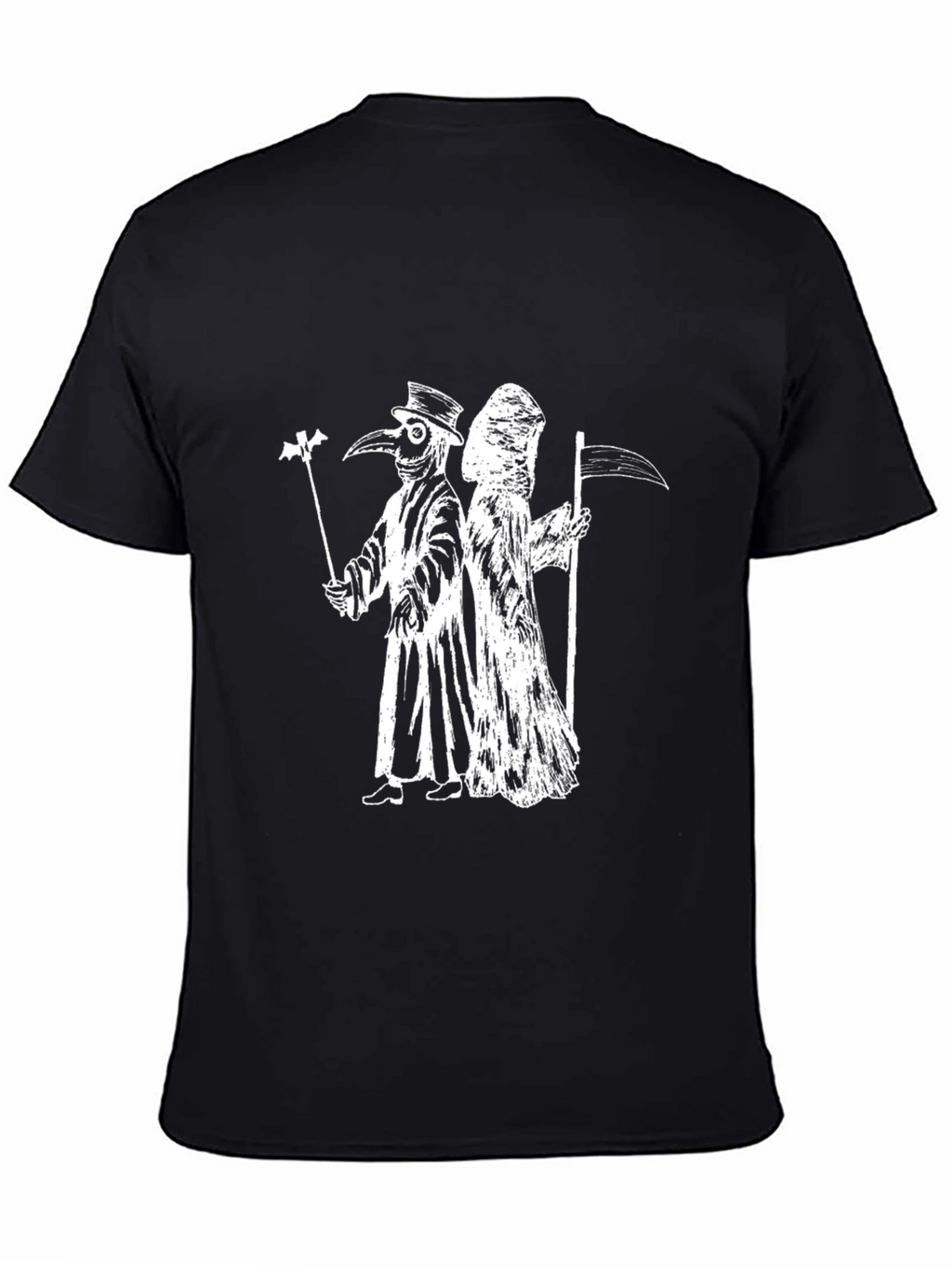 Plague Doctor & Grim Reaper Black Graphic Tee