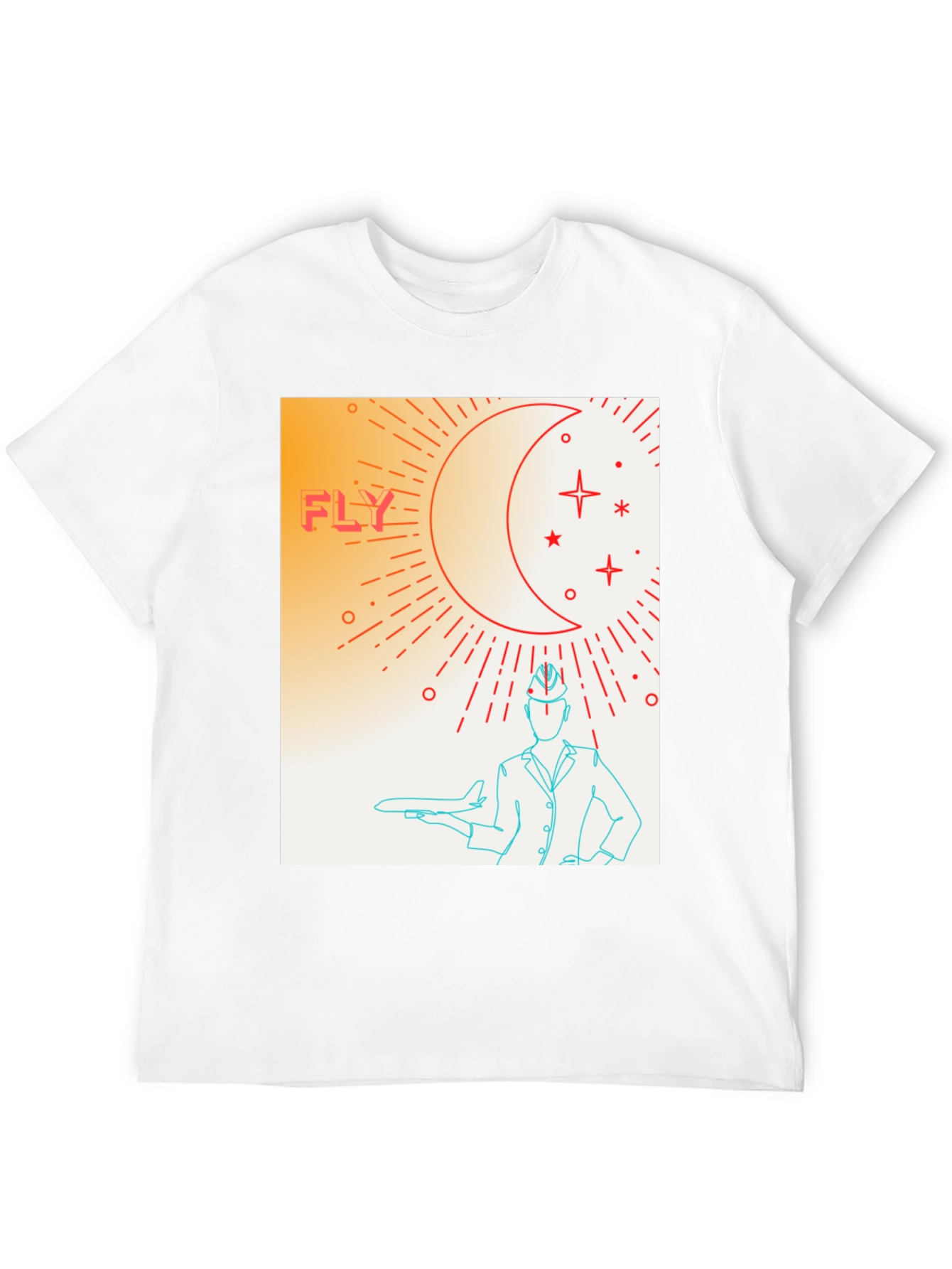 Fly High Graphic Tee - Airplane & Stars Design