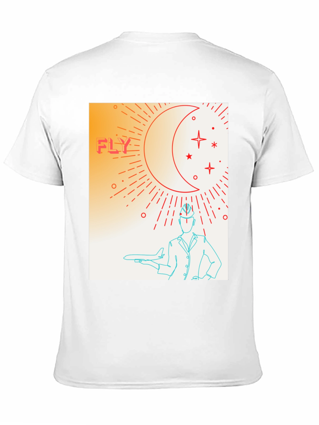 Fly High Graphic Tee - Airplane & Stars Design