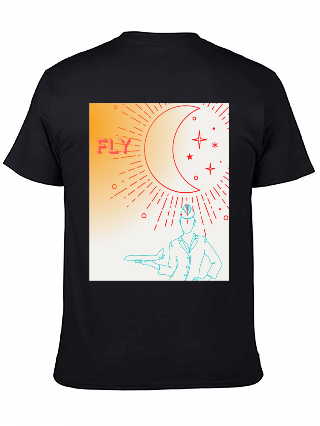 Fly High Graphic Tee - Airplane & Stars Design