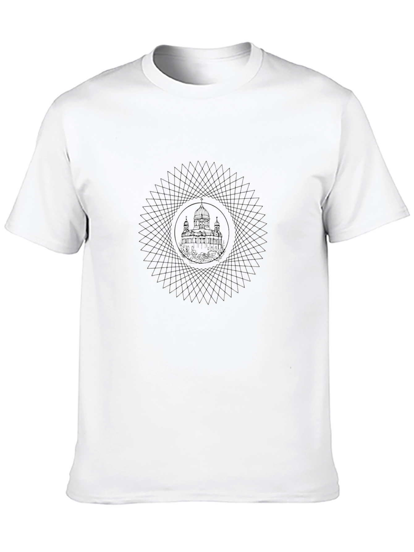 Geometric Church Graphic Black T-Shirt