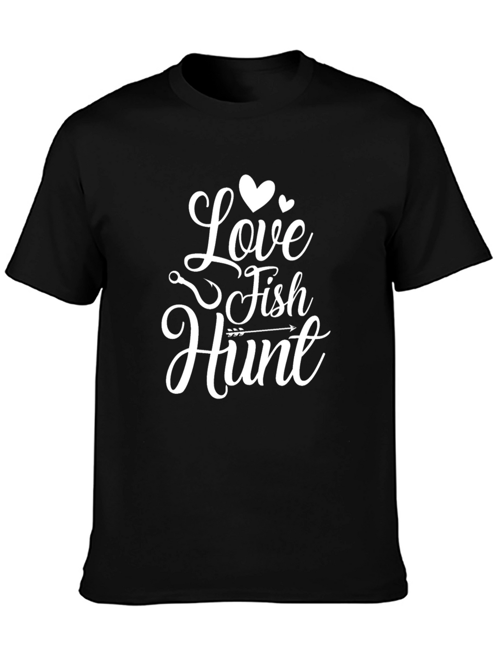 Love Fish Hunt Graphic Tee - Black