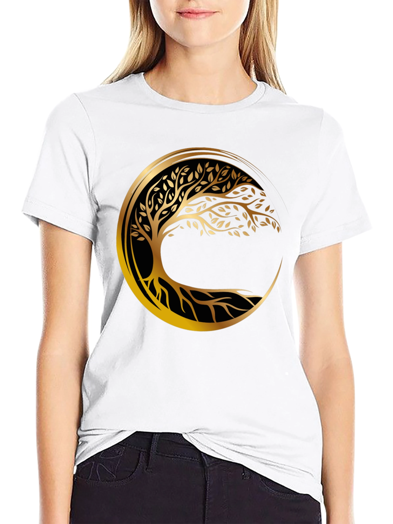 Tree of Life Graphic Tee - Black Cotton Blend Shirt