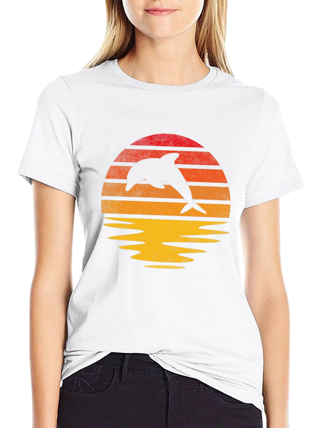 Retro Dolphin Sunset Graphic Tee