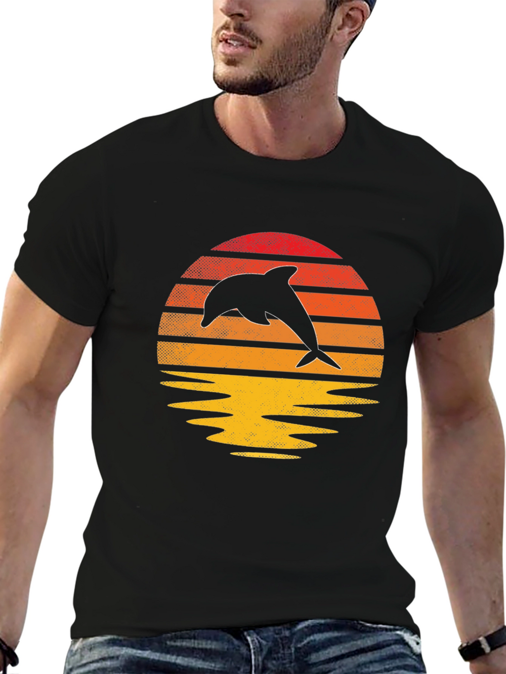 Retro Dolphin Sunset Graphic Tee