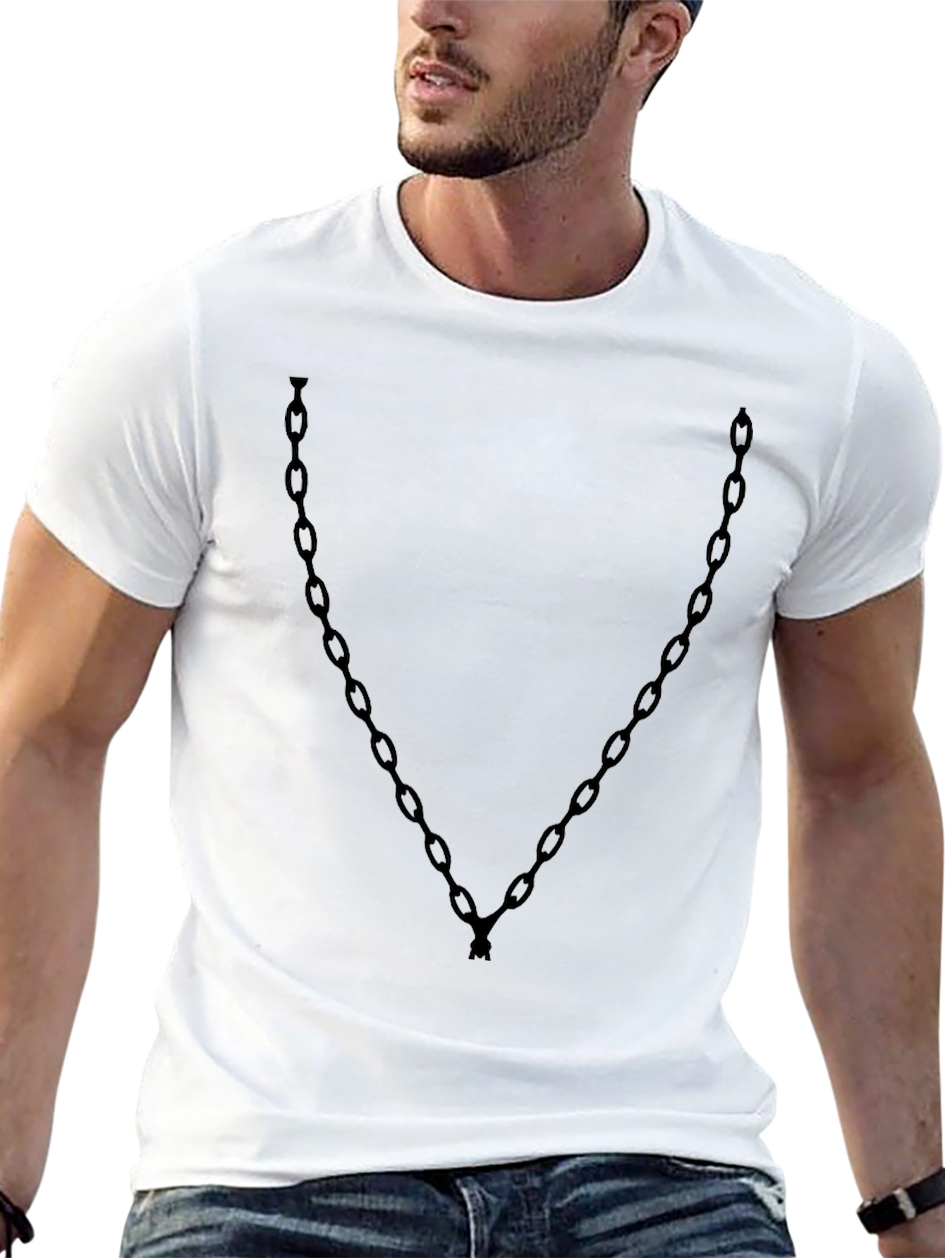Chain Graphic Black Tee - Edgy Casual Style