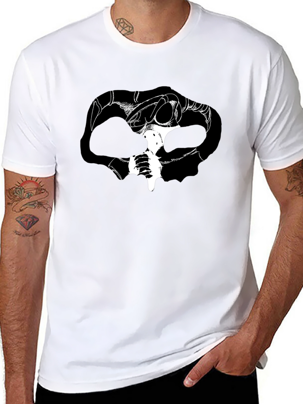 Graphic Print Skull Tee - Dark Fantasy Style