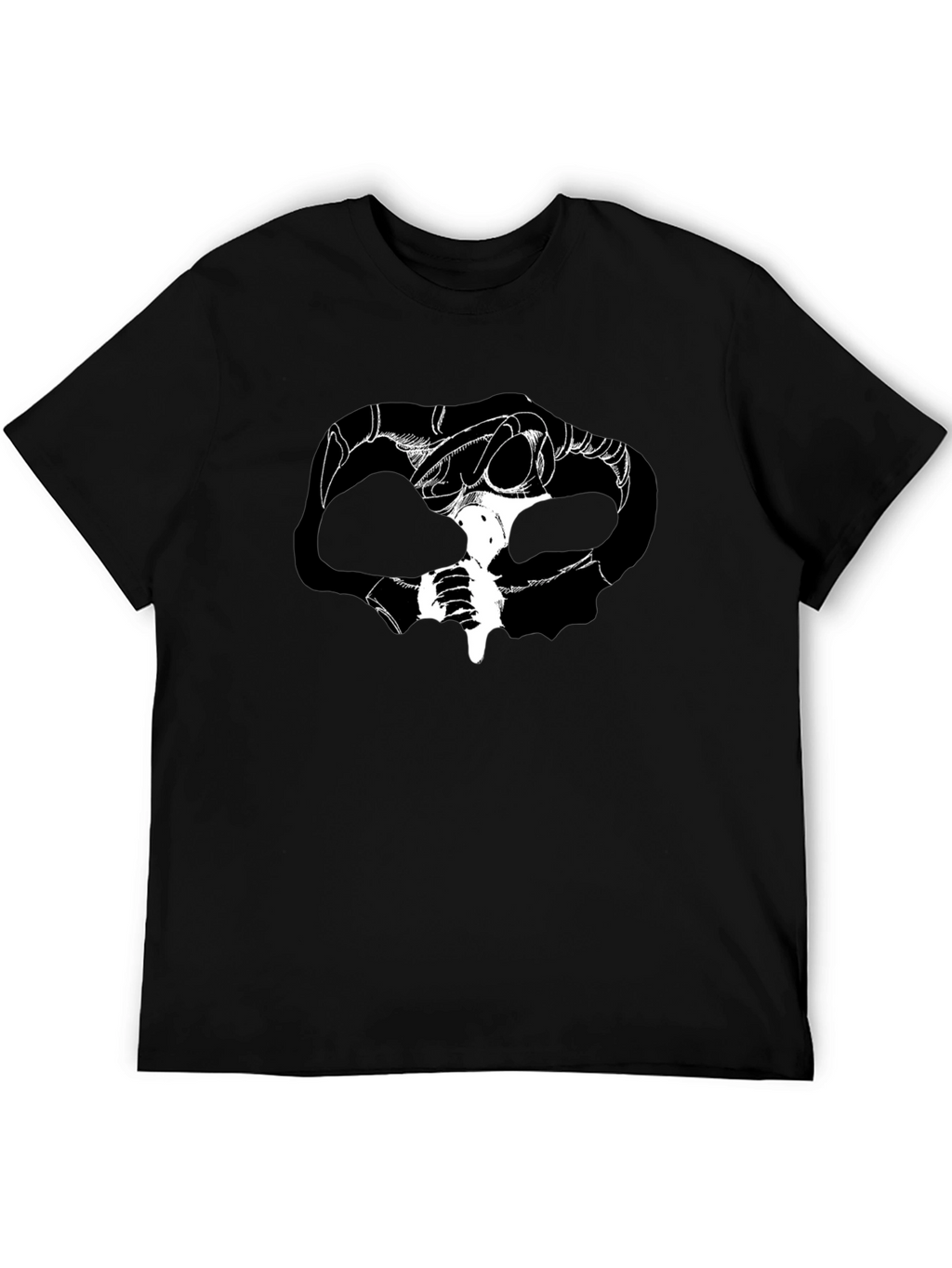 Graphic Print Skull Tee - Dark Fantasy Style