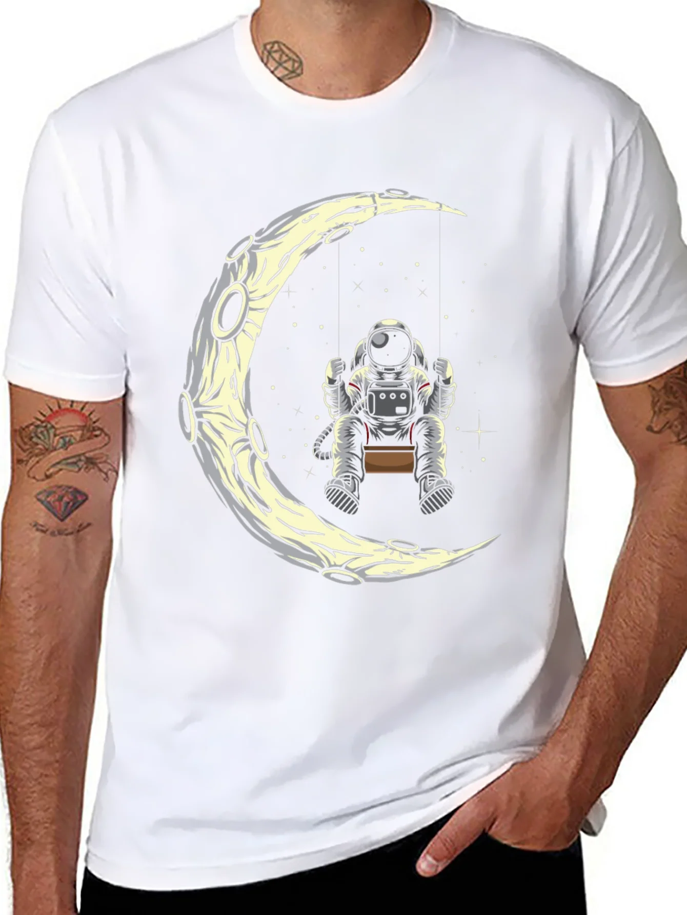 Astronaut Moon Swing Graphic Tee - Black