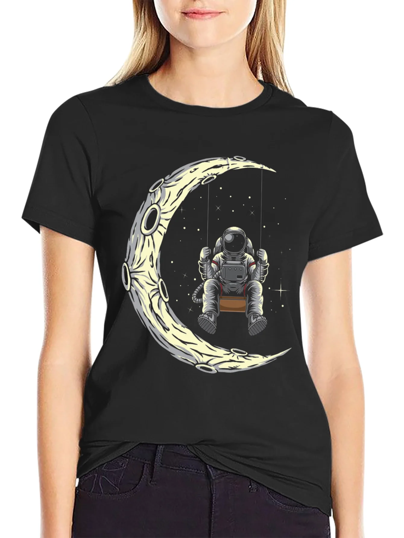 Astronaut Moon Swing Graphic Tee - Black