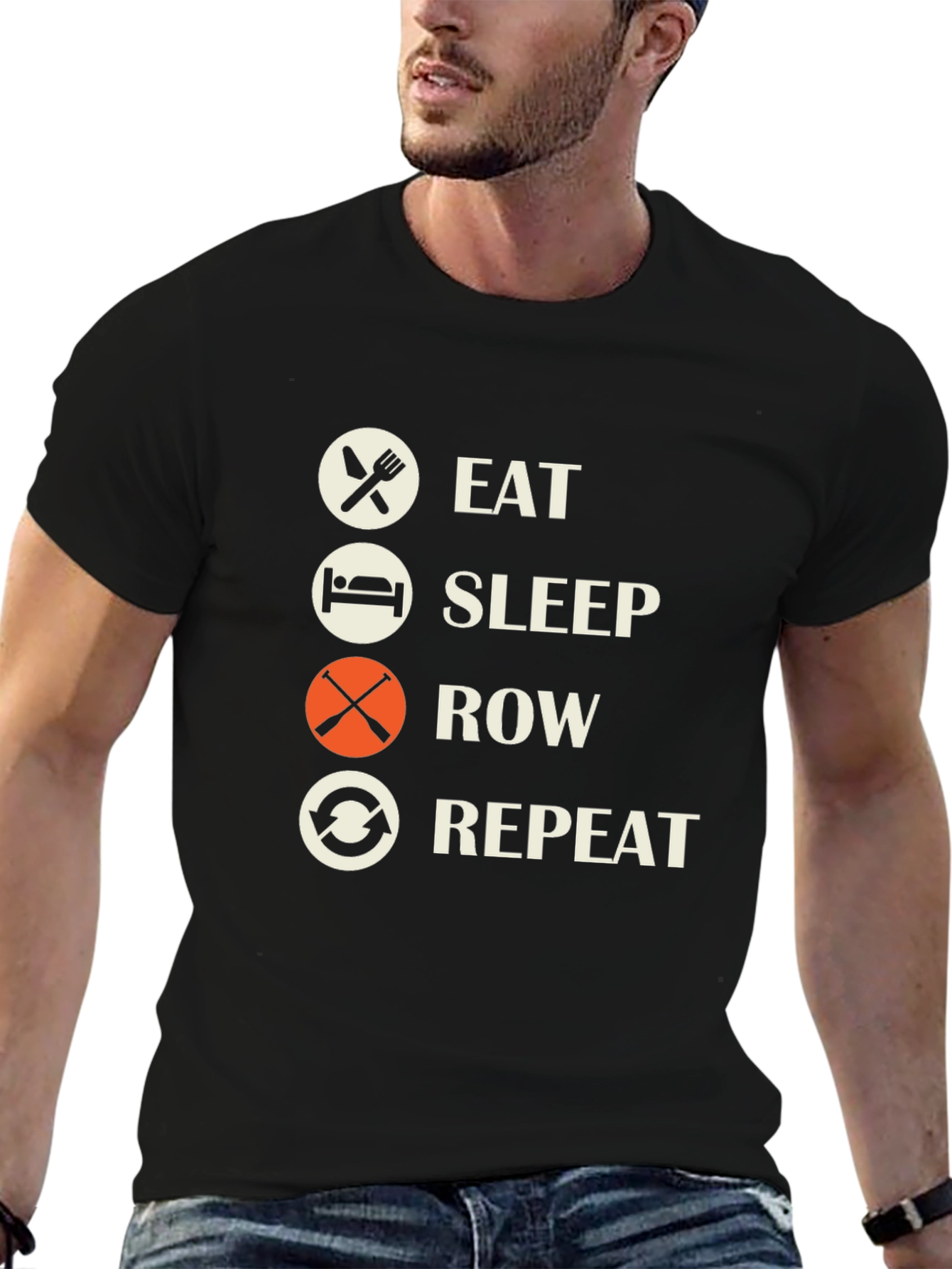 Eat Sleep Row Repeat Black T-Shirt