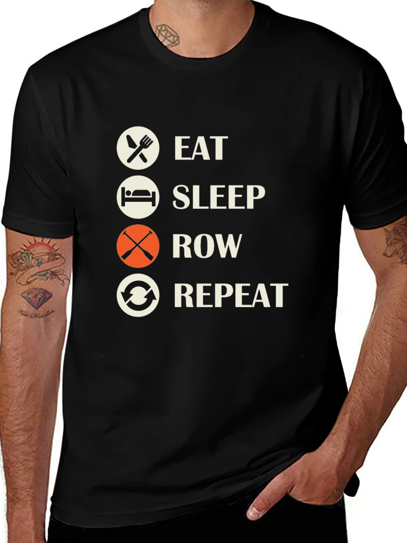 Eat Sleep Row Repeat Black T-Shirt