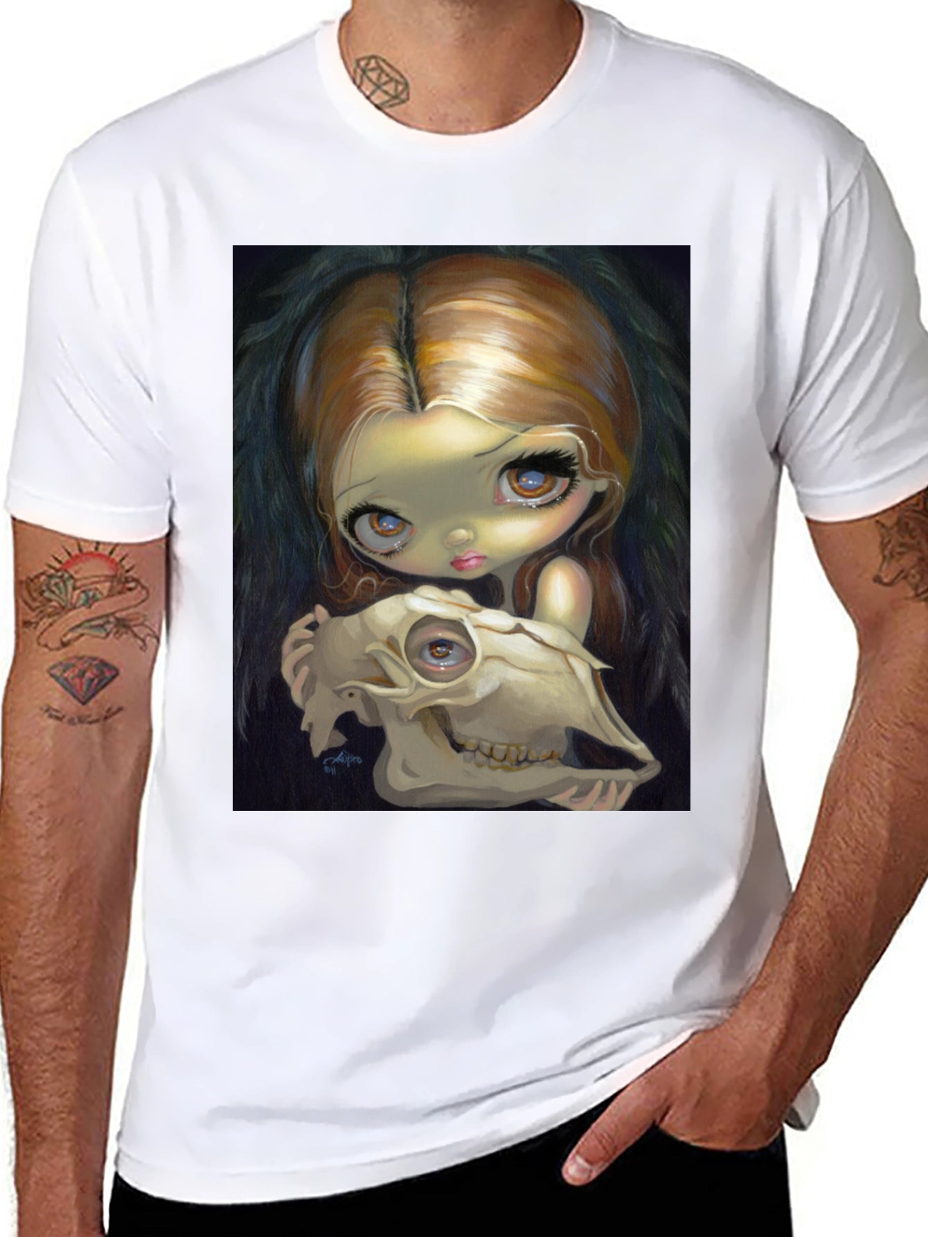 Eerie Girl Skull Graphic T-Shirt