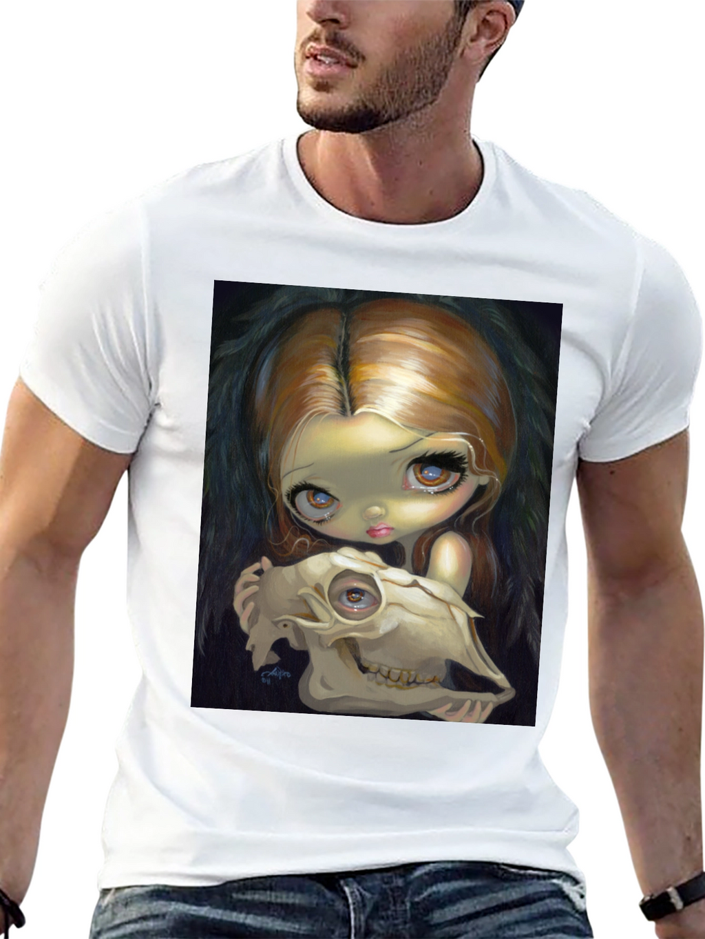 Eerie Girl Skull Graphic T-Shirt
