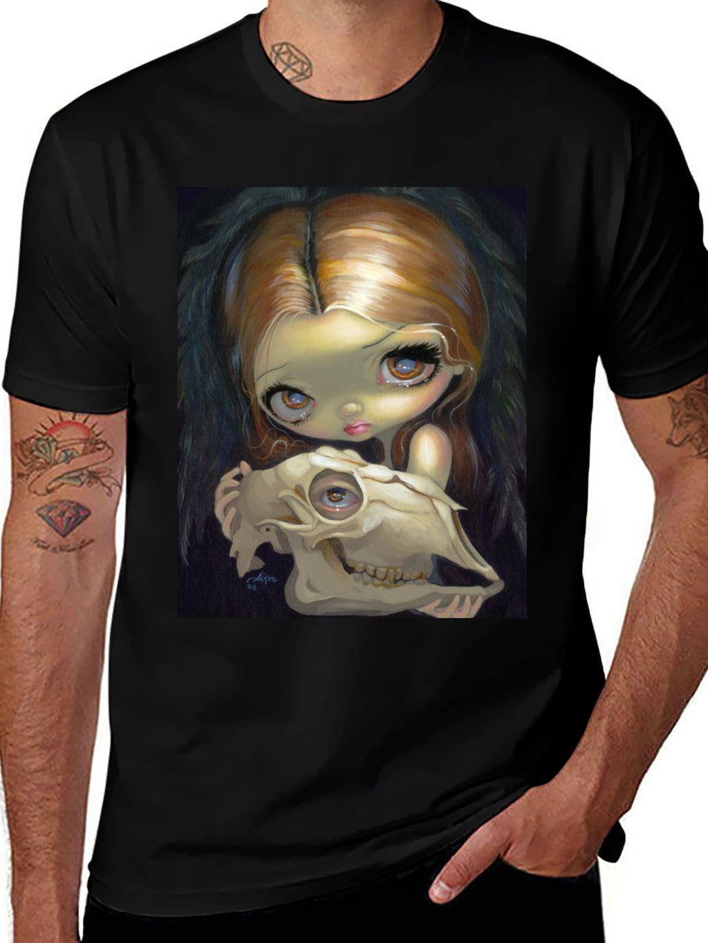 Eerie Girl Skull Graphic T-Shirt