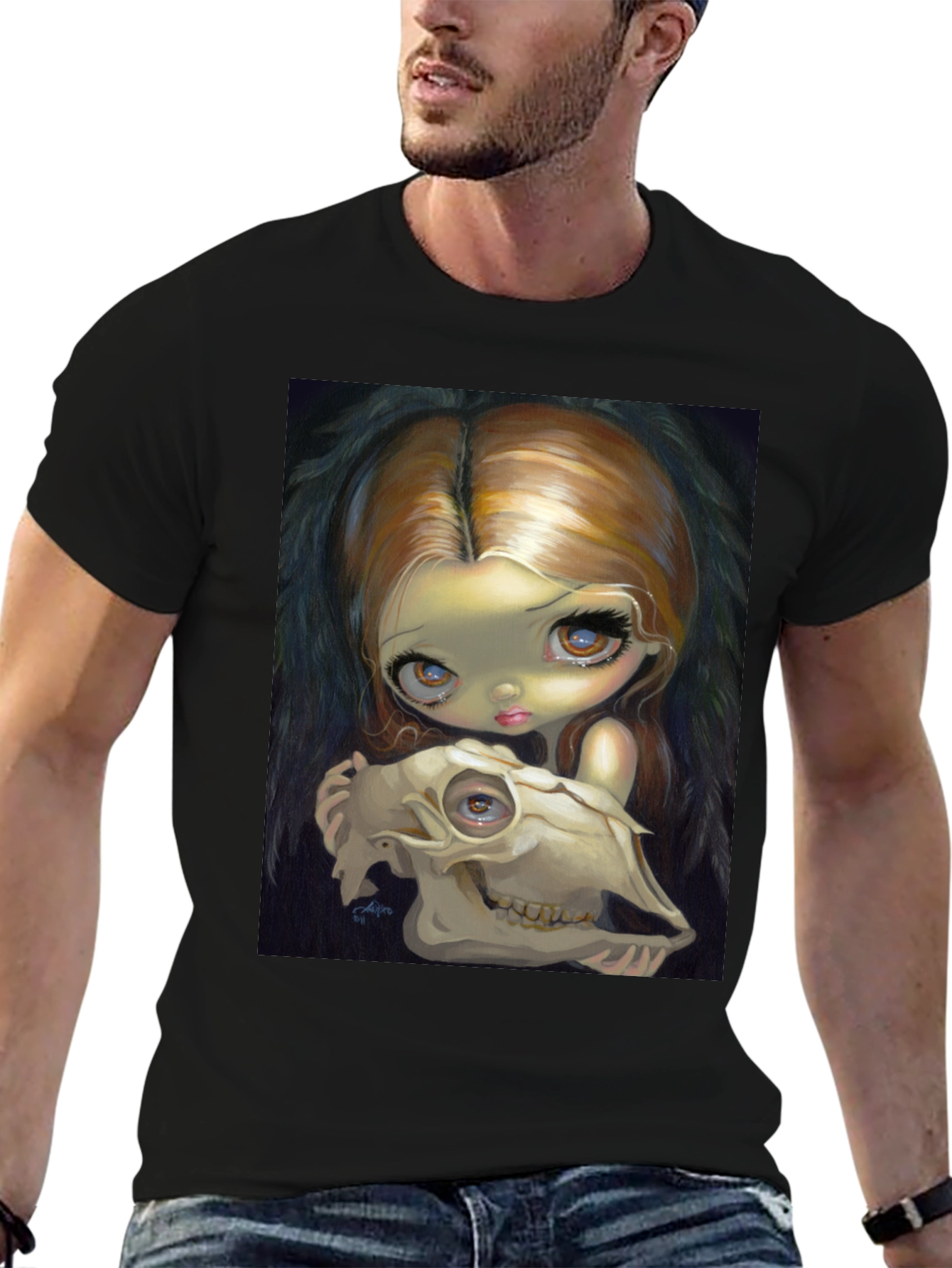 Eerie Girl Skull Graphic T-Shirt
