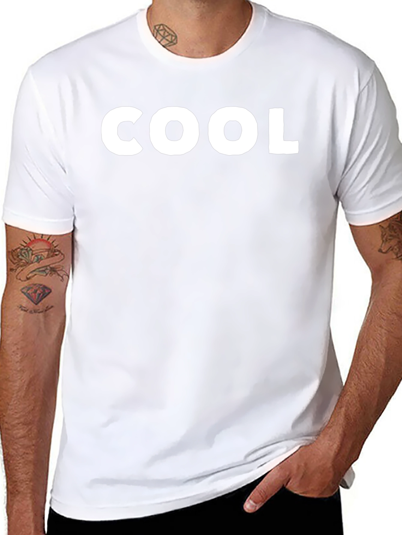 Cool Graphic Tee - Black Cotton Blend Casual Shirt
