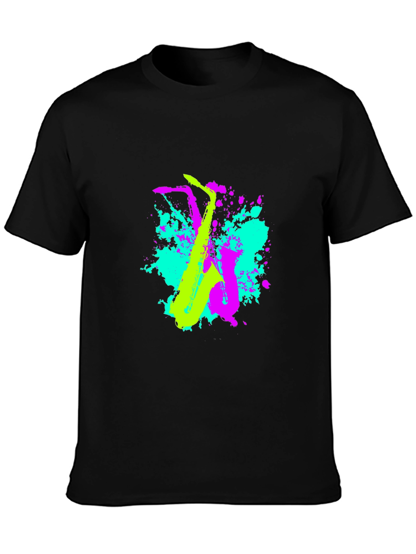 Neon Saxophone Graphic T-Shirt - Music Lovers Tee