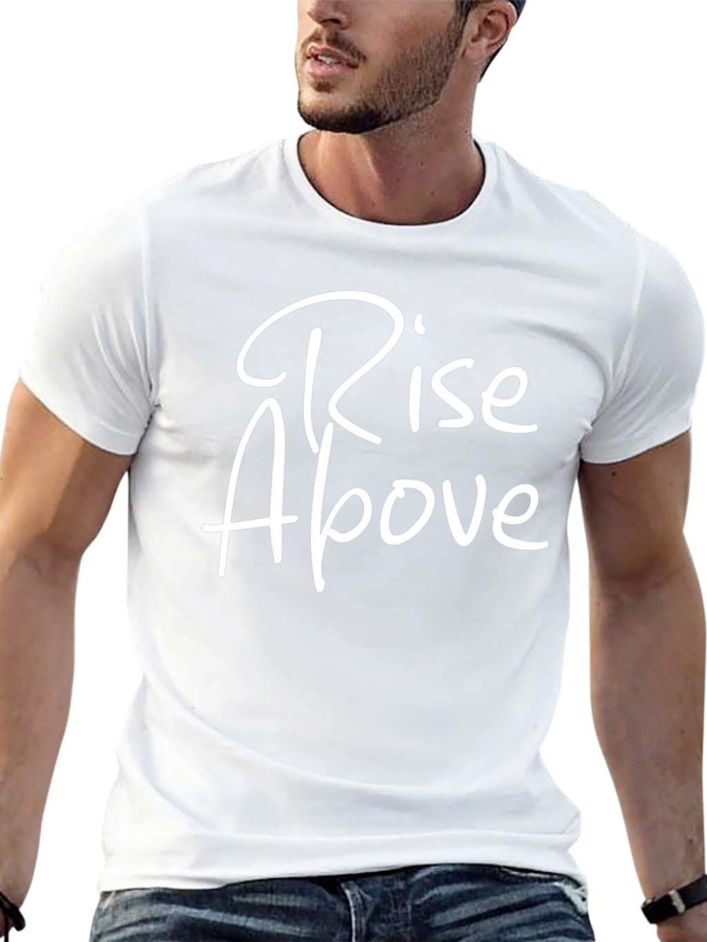 Rise Above Graphic T-Shirt - Stylish Black Tee