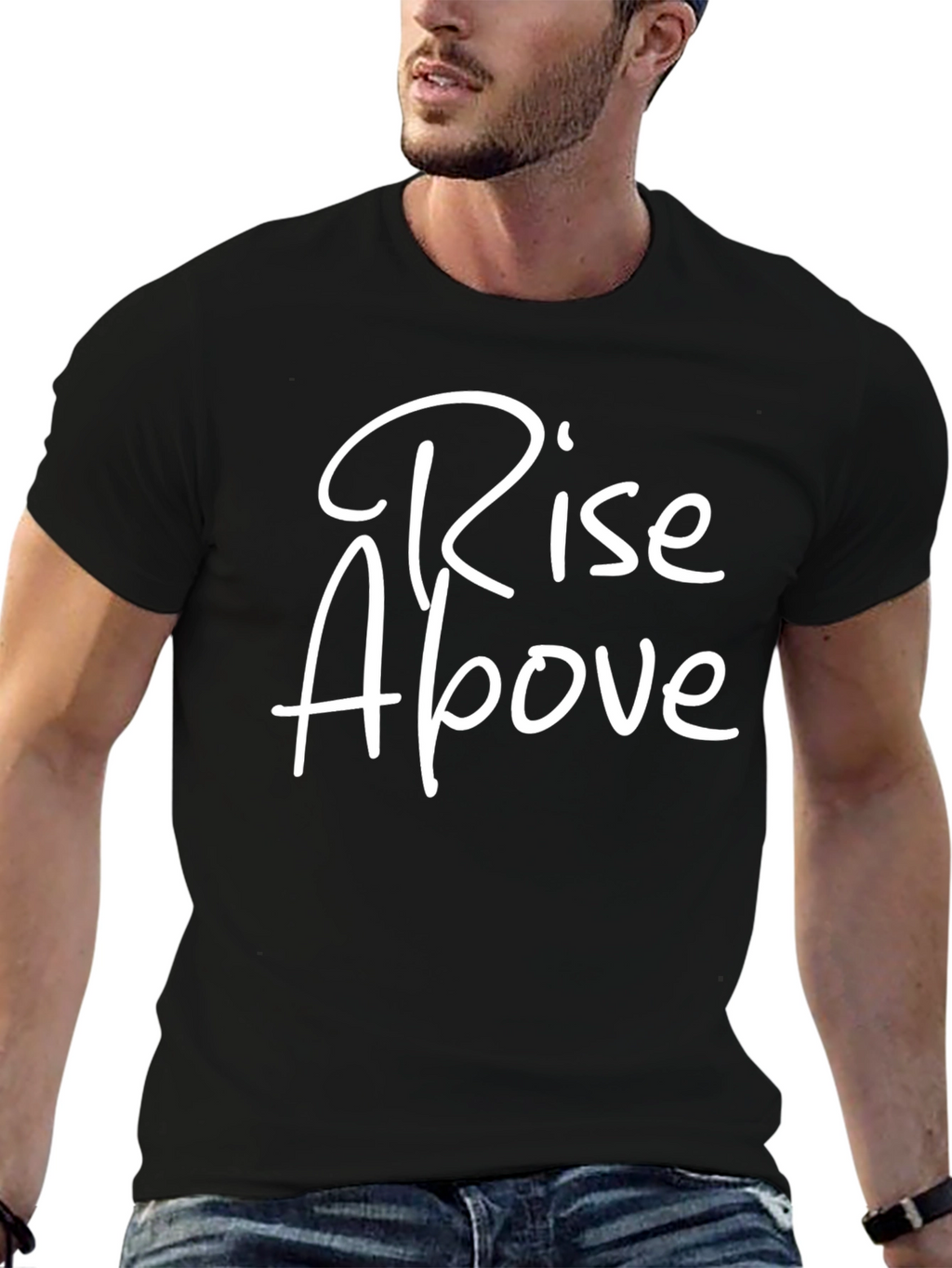 Rise Above Graphic T-Shirt - Stylish Black Tee