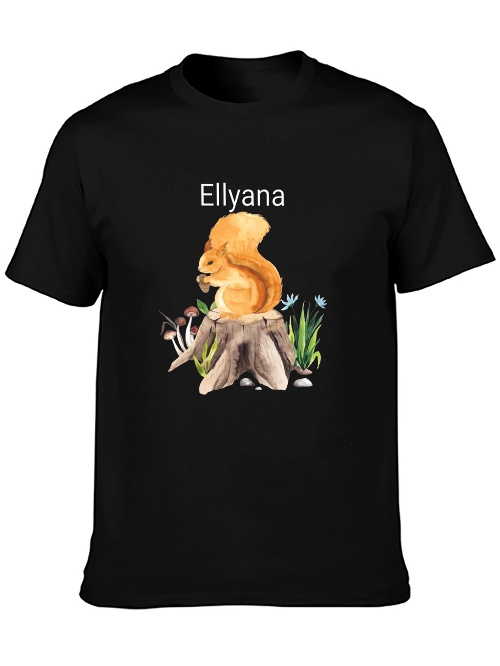 Squirrel Stump Tee - Ellyana Wildlife Black Shirt
