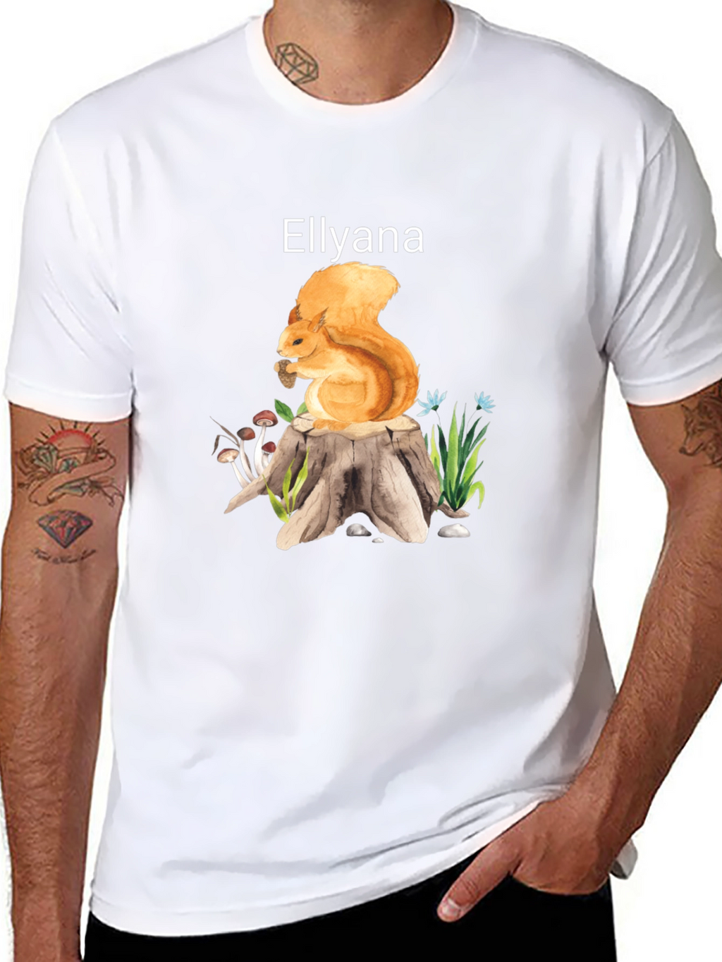 Squirrel Stump Tee - Ellyana Wildlife Black Shirt