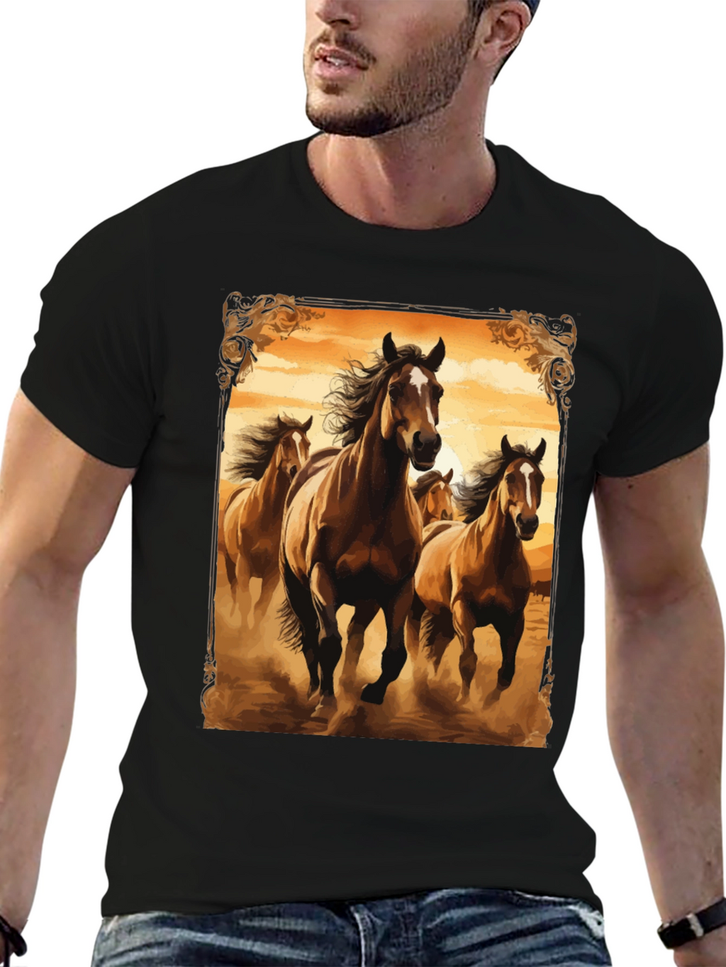 Horse Herd Graphic Tee - Black T-Shirt