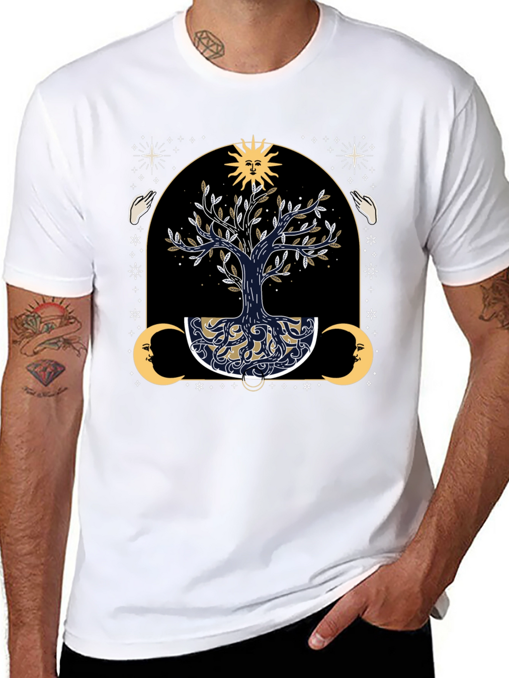 Mystical Tree of Life Graphic Tee - Black
