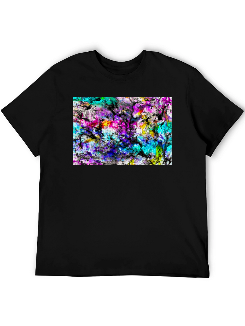 Abstract Art Print Black Tee - Modern Casual Wear