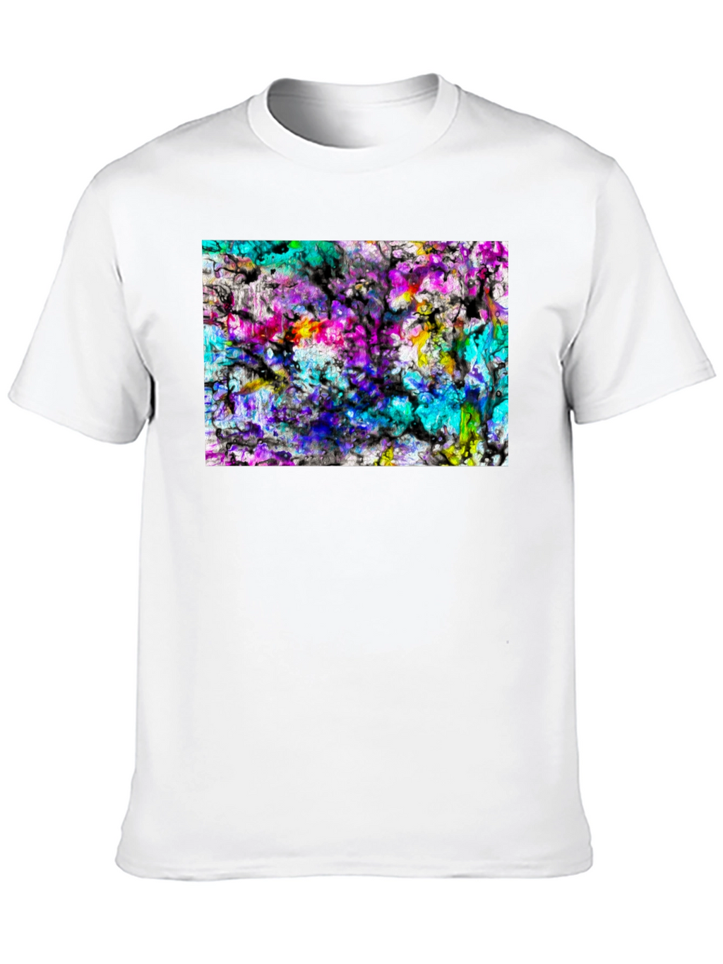 Abstract Art Print Black Tee - Modern Casual Wear