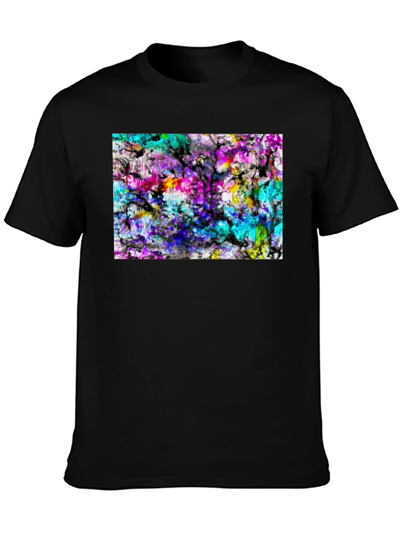 Abstract Art Print Black Tee - Modern Casual Wear