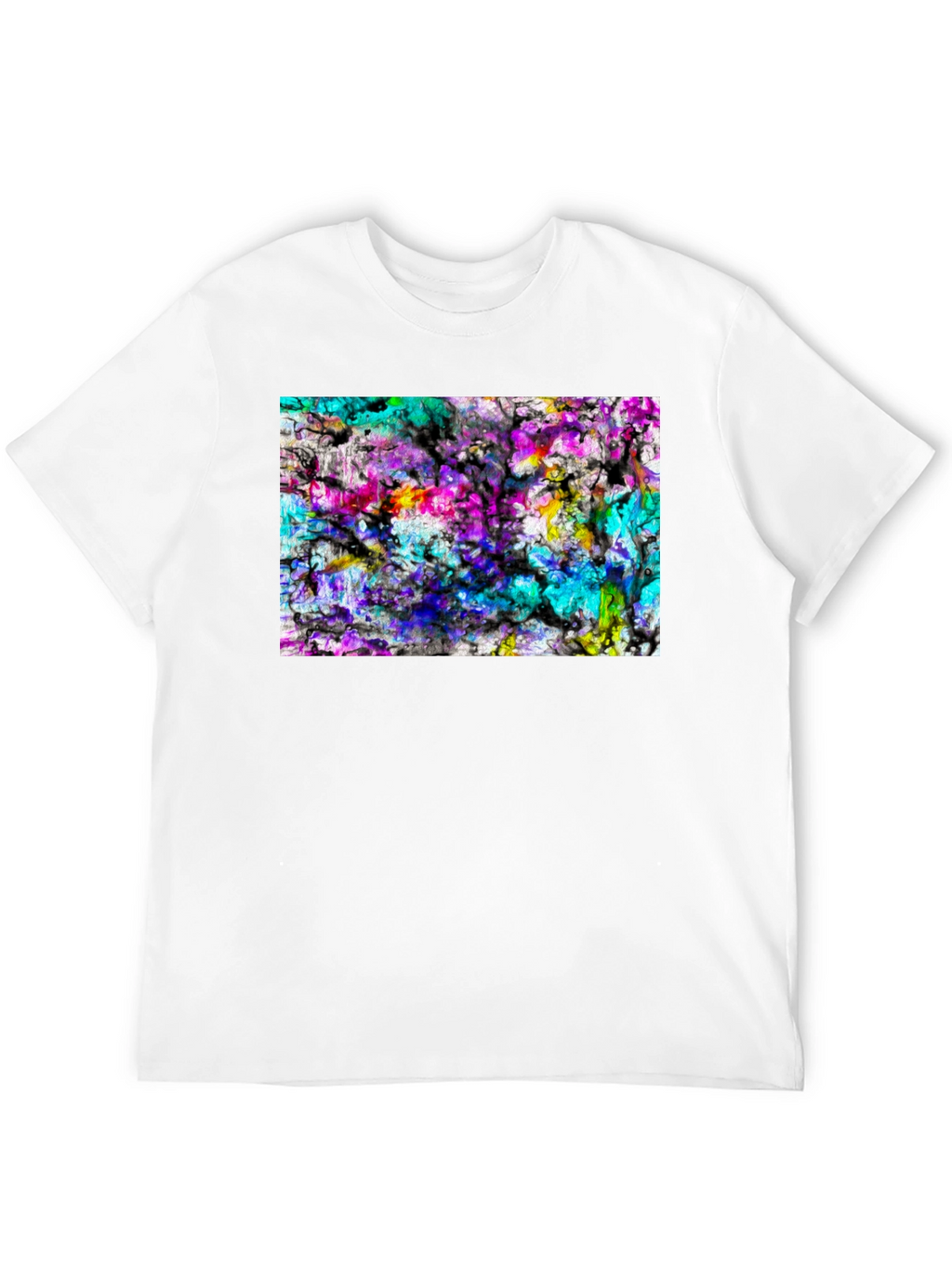 Abstract Art Print Black Tee - Modern Casual Wear