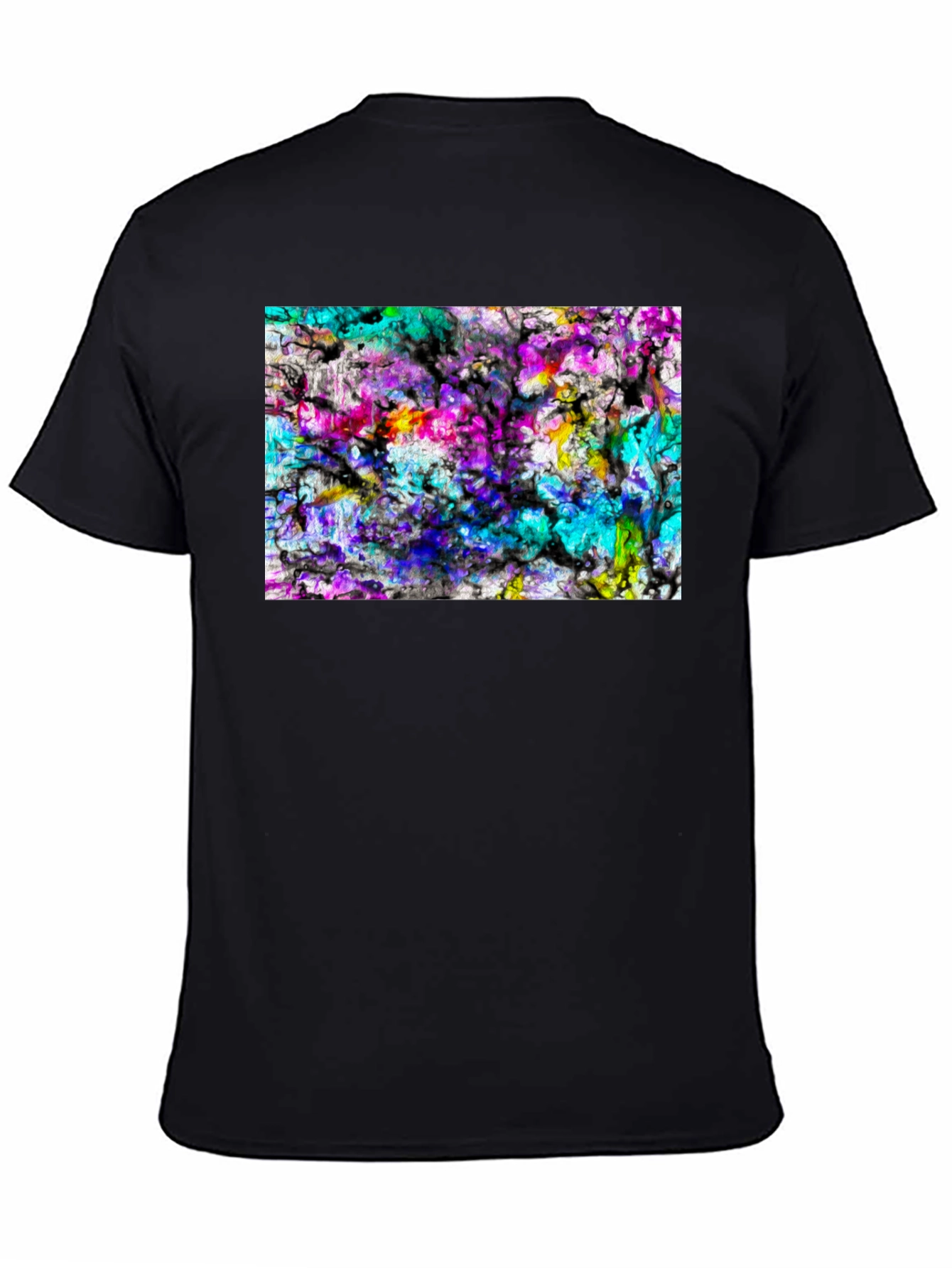 Abstract Art Print Black Tee - Modern Casual Wear