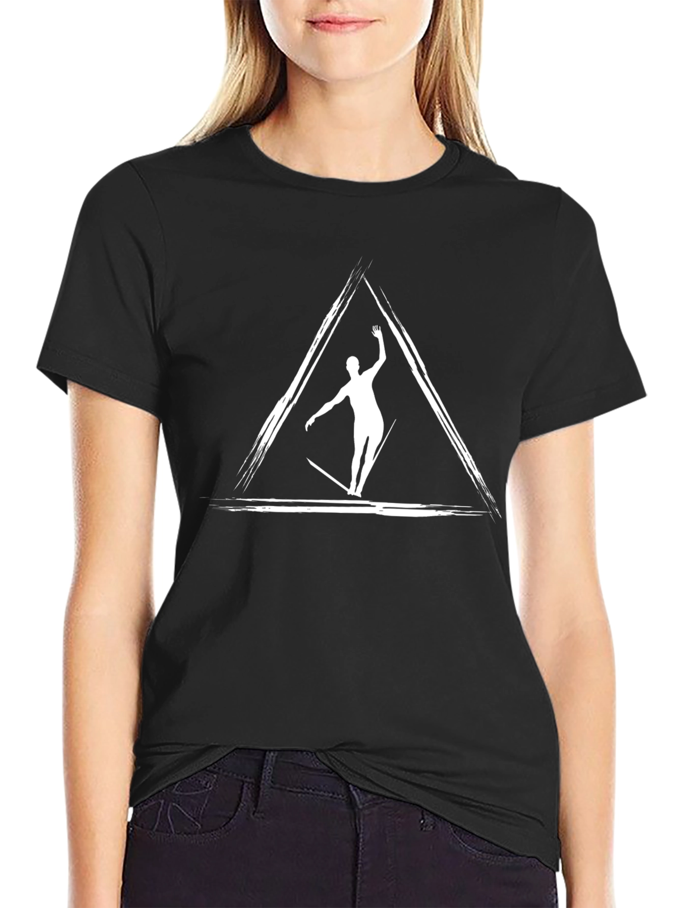 Geometric Surfer Graphic Tee - Black