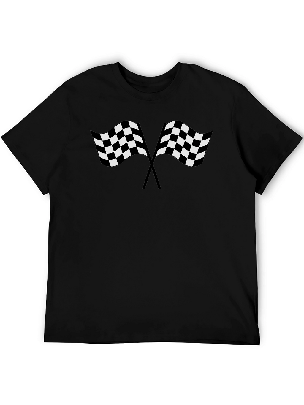 Racing Flags Graphic Tee - Black Cotton T-Shirt