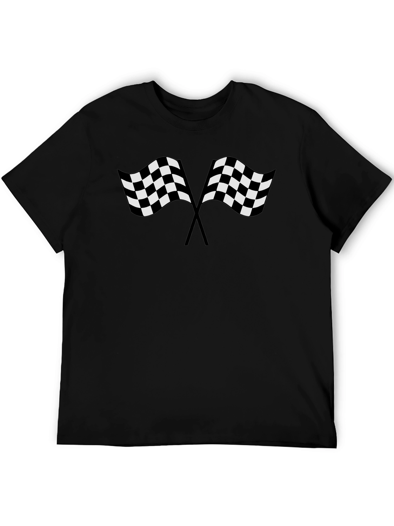Racing Flags Graphic Tee - Black Cotton T-Shirt