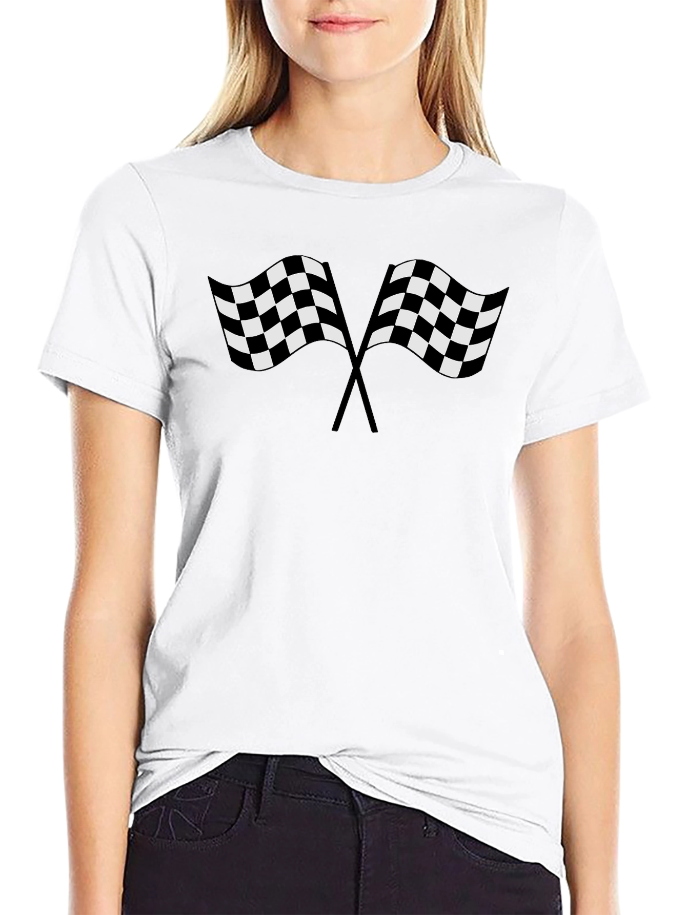 Racing Flags Graphic Tee - Black Cotton T-Shirt