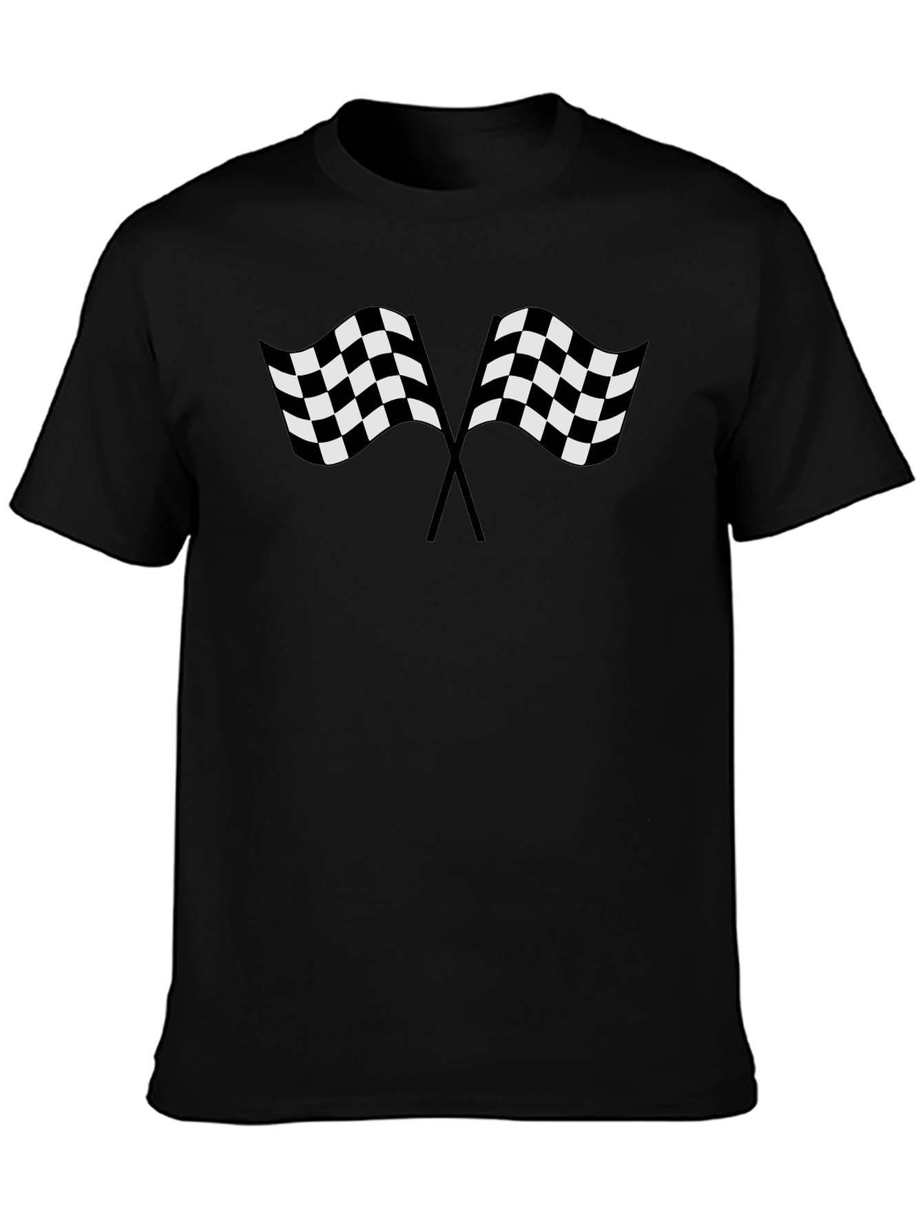 Racing Flags Graphic Tee - Black Cotton T-Shirt
