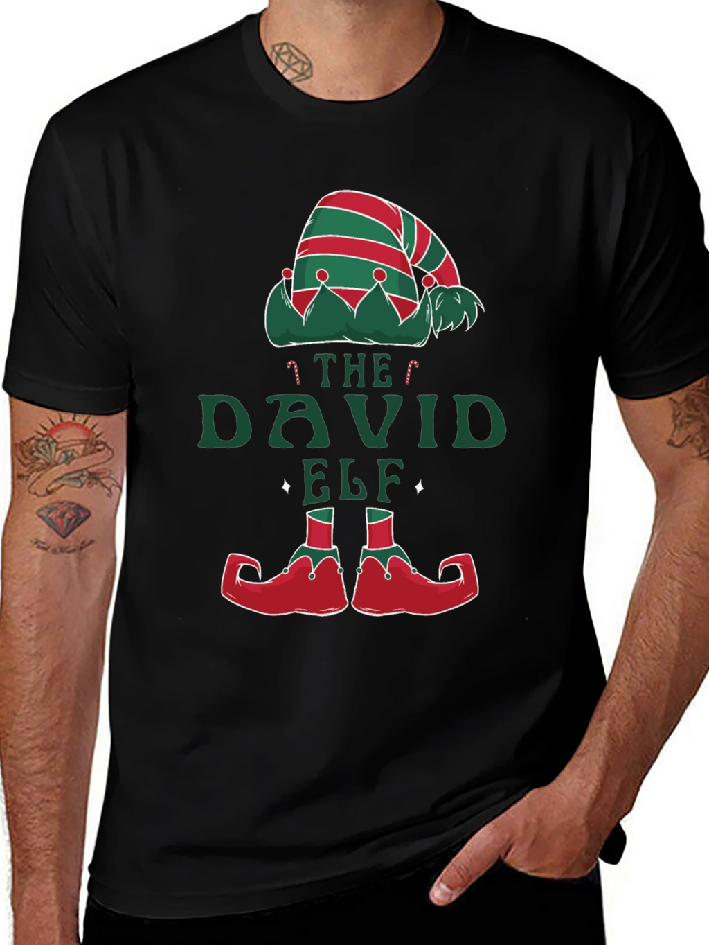 David Elf Christmas T-Shirt - Festive Holiday Apparel