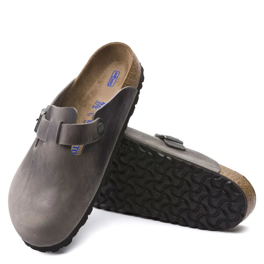 Birkenstock Boston Softbed Oiled Leather in Iron
