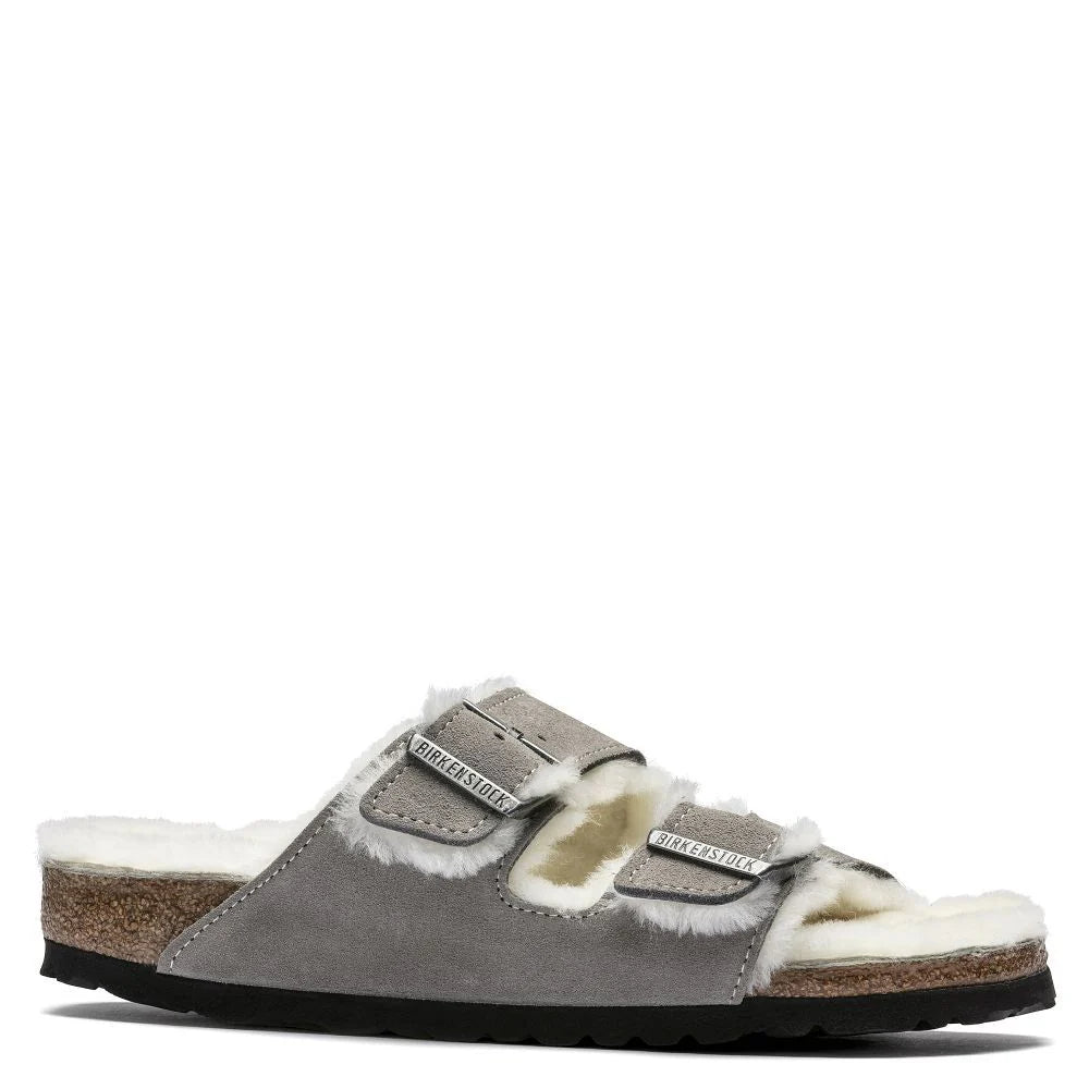Birkenstock Women's Arizona Shearling in Stone Coin