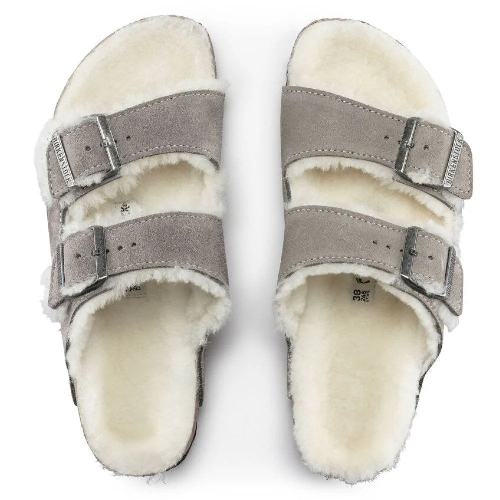 Birkenstock Women's Arizona Shearling in Stone Coin