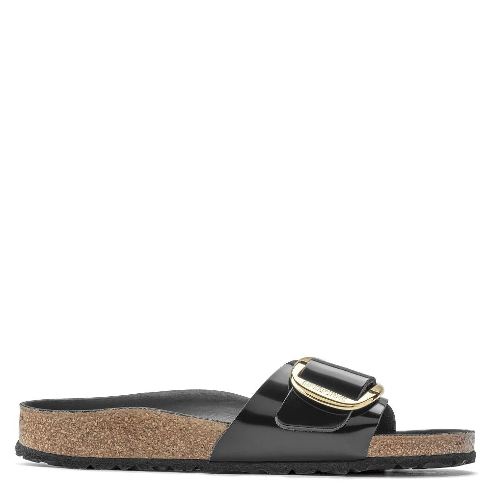 Birkenstock Women's Madrid Big Buckle Oiled Leather in High Shine Black
