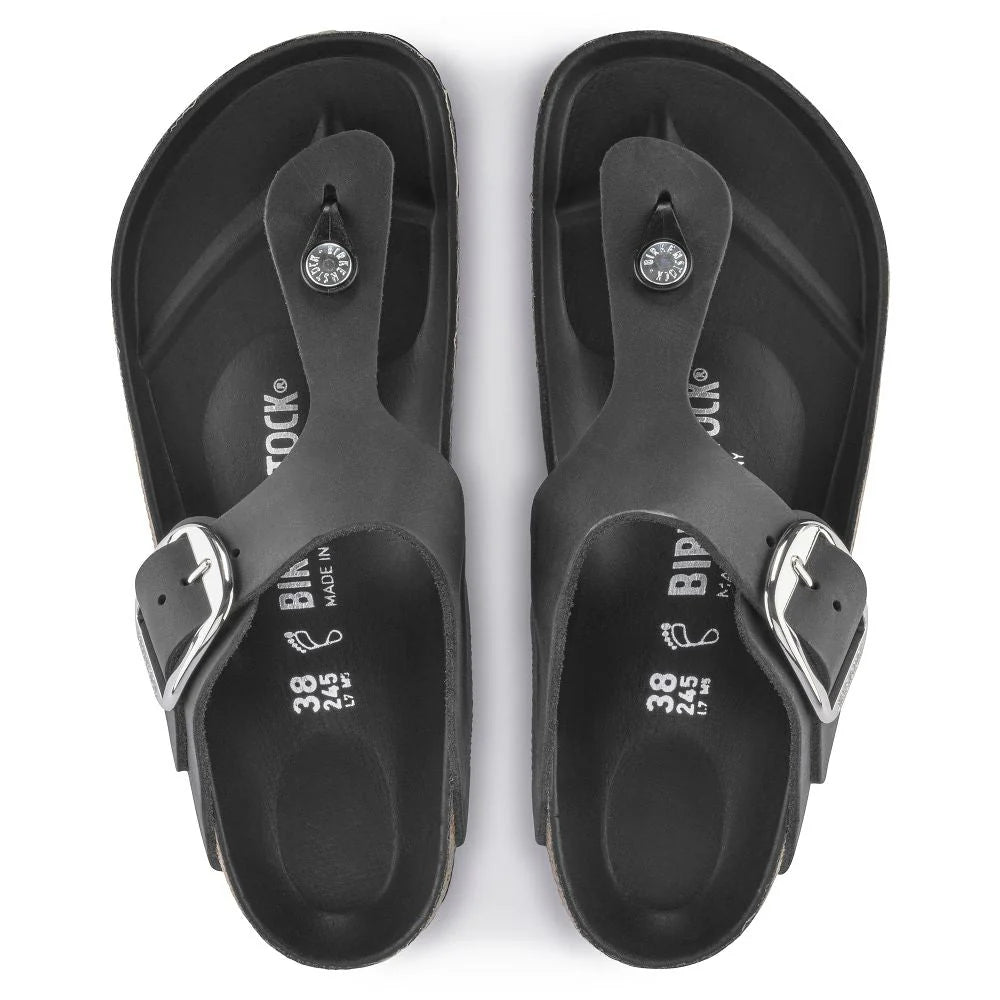 Birkenstock Women's Gizeh Big Buckle Oiled Leather in Black