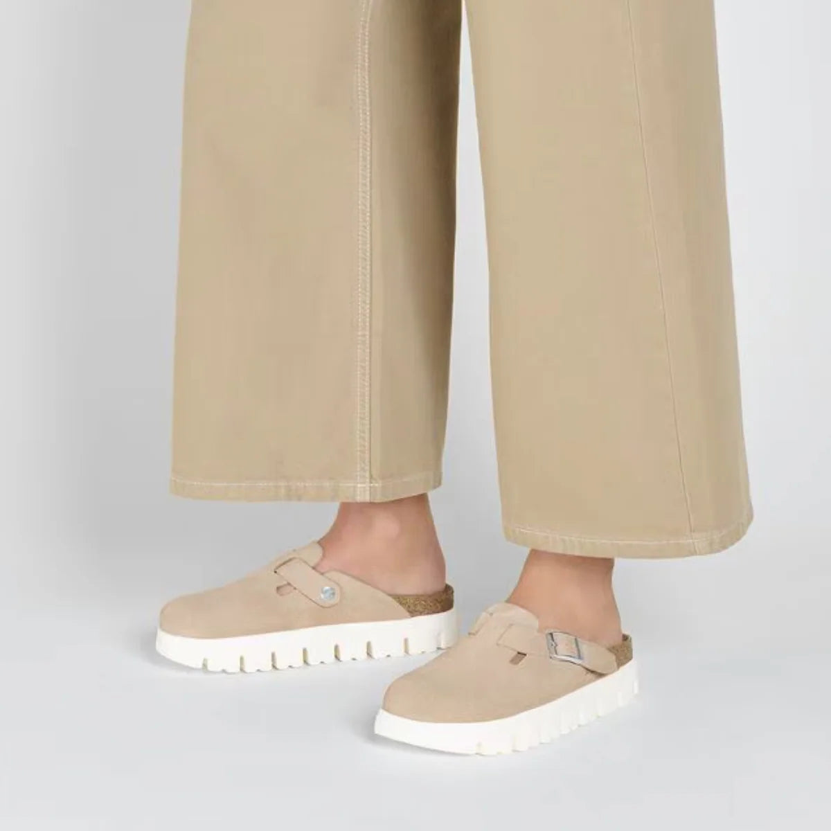 Birkenstock Women's Boston Chunky Suede Leather in Warm Sand