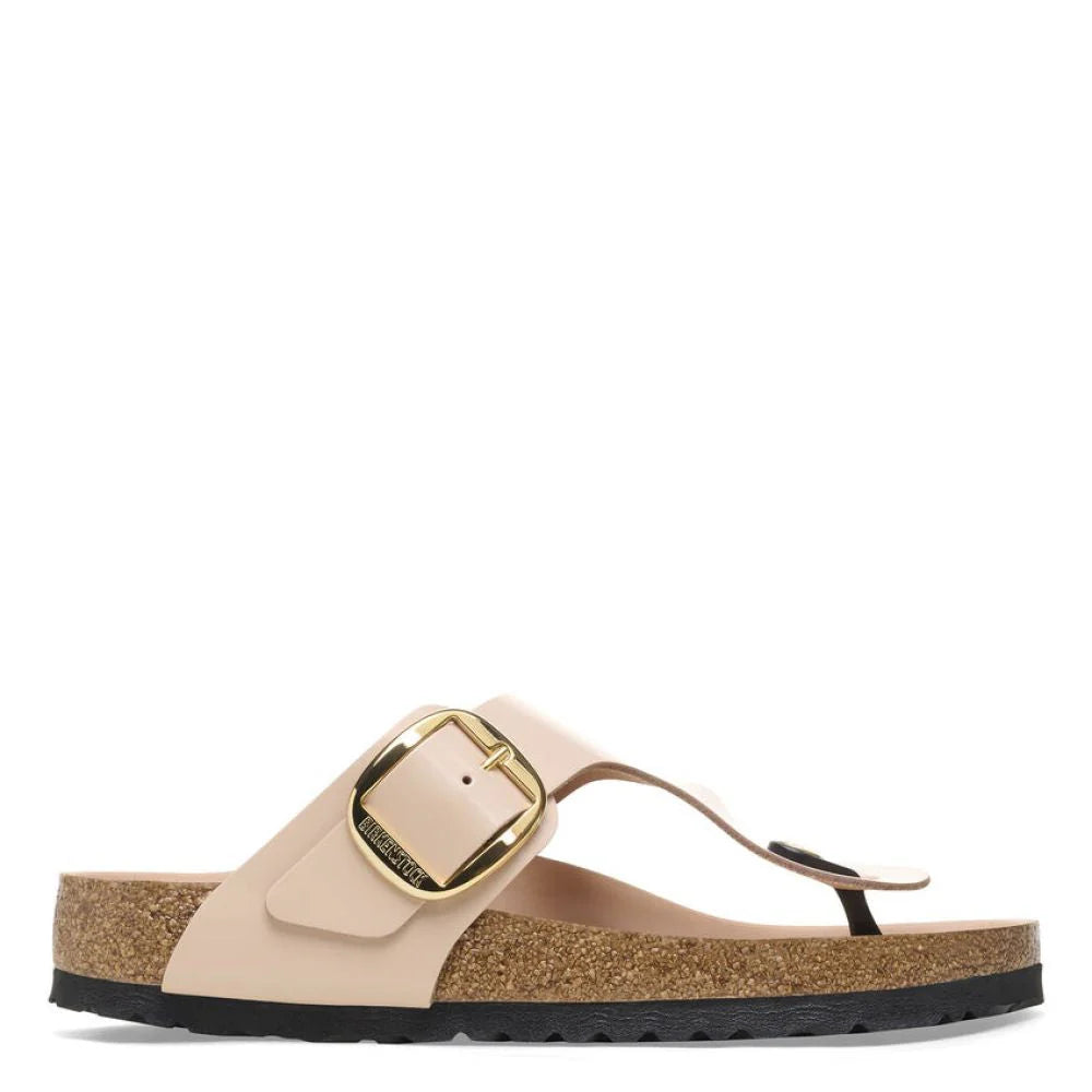 Birkenstock Women's Gizeh Big Buckle Natural Leather Patent in New Beige