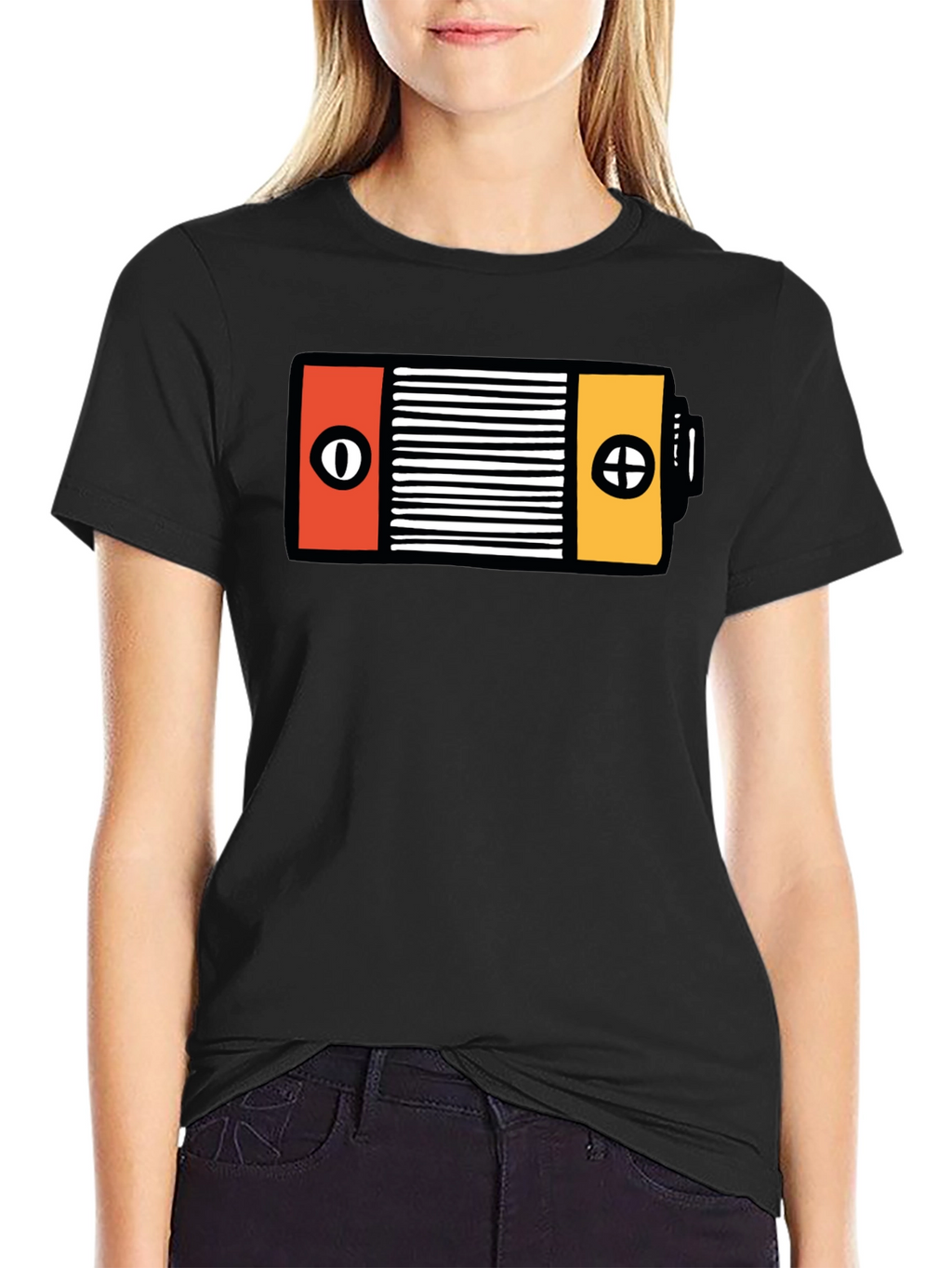 Unique Battery Graphic Black T-Shirt
