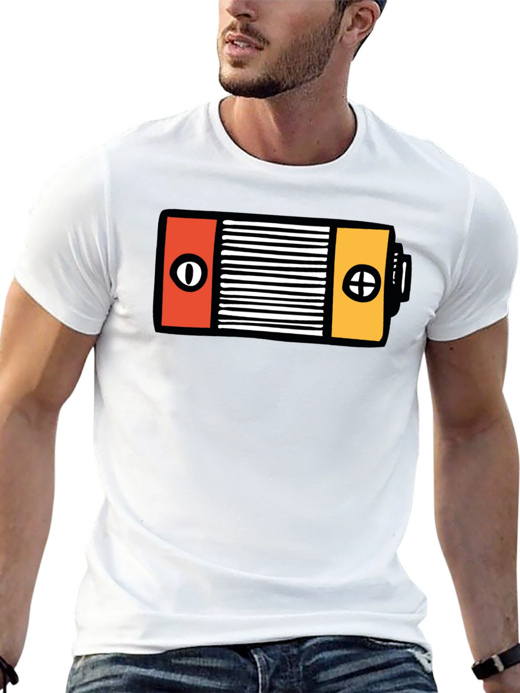Unique Battery Graphic Black T-Shirt