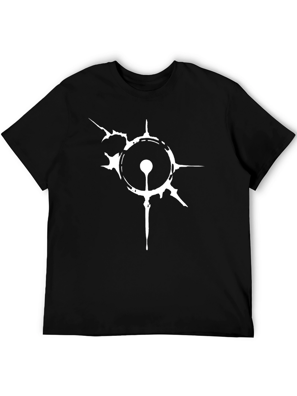 Abstract White Graphic Print Black T-Shirt